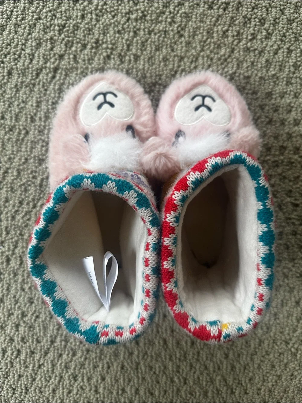 Totes Kids Pink Faux-Fur Llama Bootie Slippers size 13 size 1 youth pink